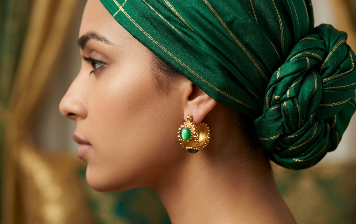 Malkia Emerald Cat’s Eye Huggie Hoops